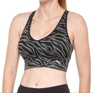 PUMA Gray and Black Zebra Cross-back Sports Bra